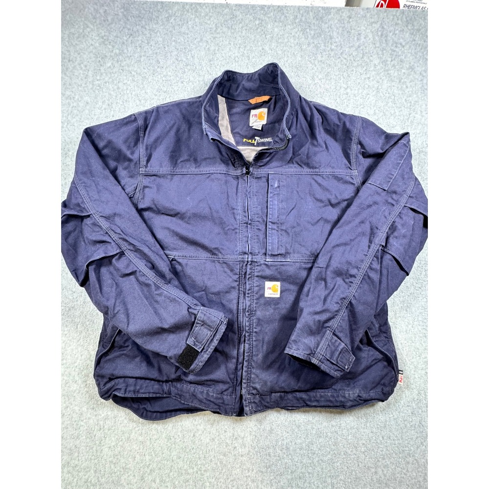 Carhartt Full Swing FR Flame Resistant Jacket Navy Blue Mens L CAT 2 NFPA 2112